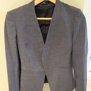 Theory angled blazer jacket in gray no buttons.